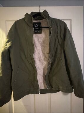 Volcom Olive Green Jacket with Cream Sherpa Interior